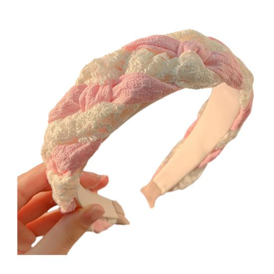 

Women Headband Mesh Yarn Lace Twist Texture Hair Hoop Wide-Brimmed Anti-slip Teeth Headband Makeup Hair Accessory
