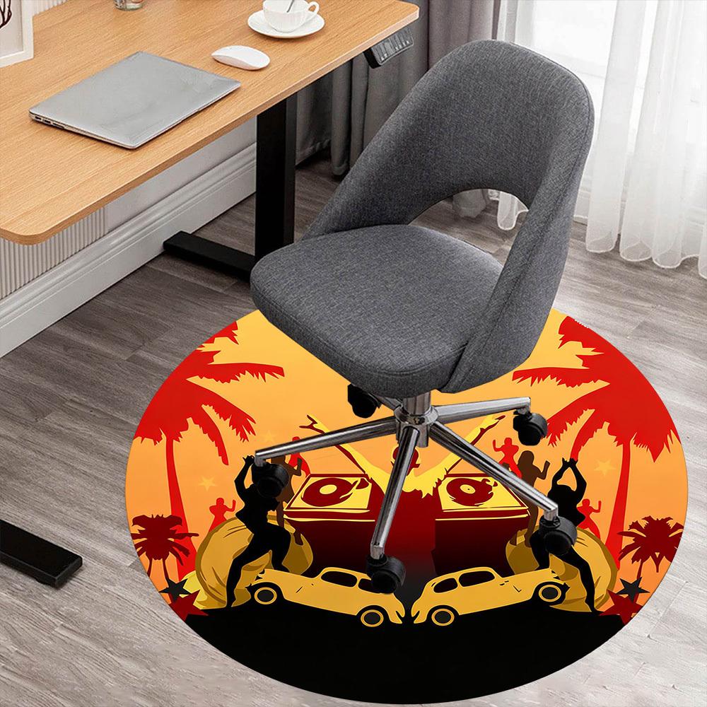 

1pc DJ Party Beach Round Chair mat office Area Rug - Non-Slip, Floor Mat for Office, Bedroom, and Indoor Decor p127268 80cm by 80cm