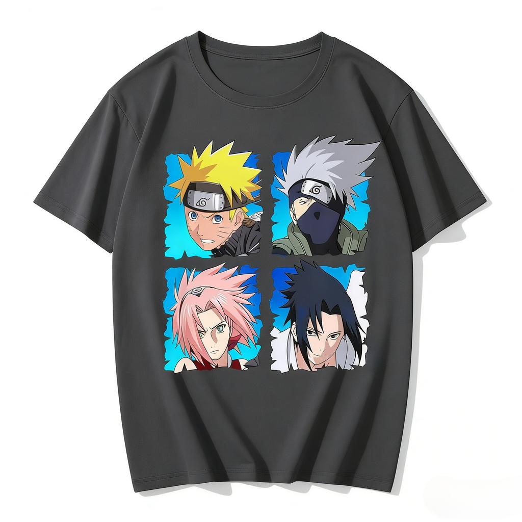 Team 7 Naruto TShirt Men Naruto Kakashi Sasuke Sakura Anime Character Group Graphic Short Sleeve Oversized Streetwear Fan Tee