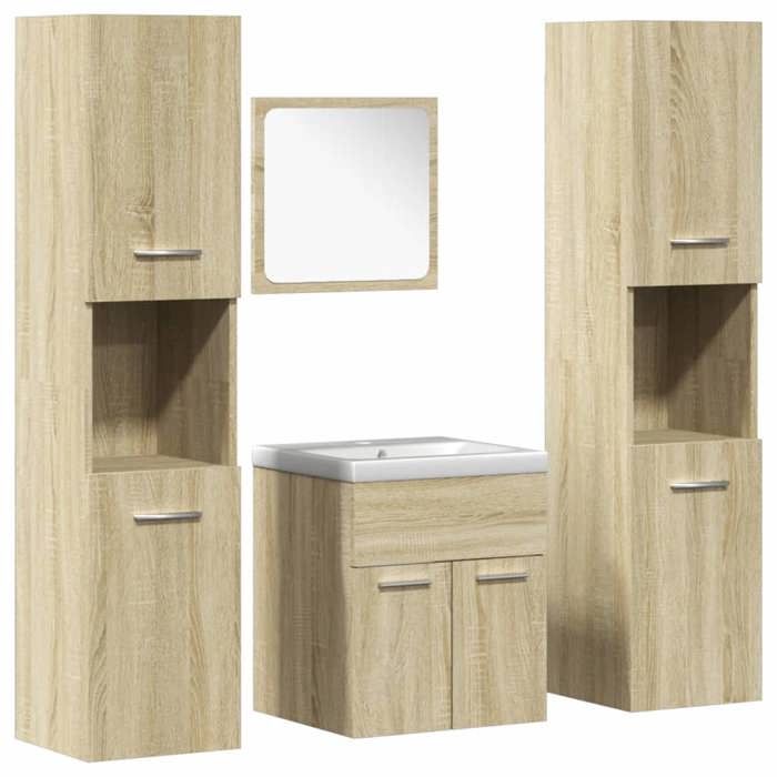 VidaXL Ensemble de meubles de salle de bain 5 pcs chêne sonoma, armoire de salle de bain, placard de salle de bain, meuble 3325010