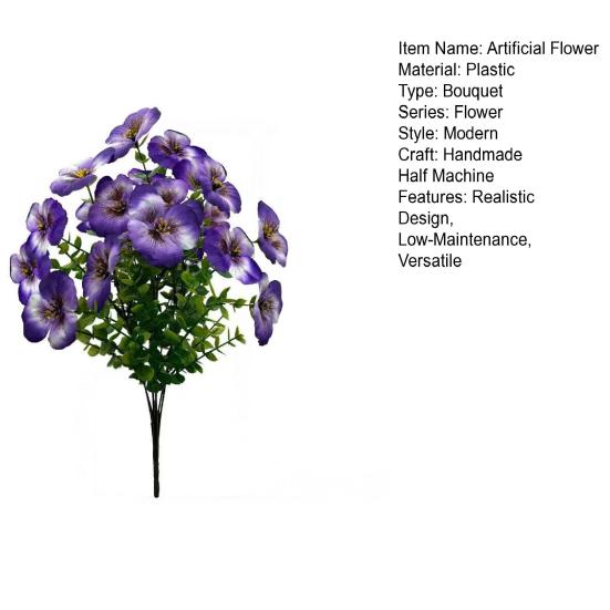 Artificial Flowers 7 Forks Bright Color No Fading No Maintenance Reusable Easy Care Fake Flower Arrangement