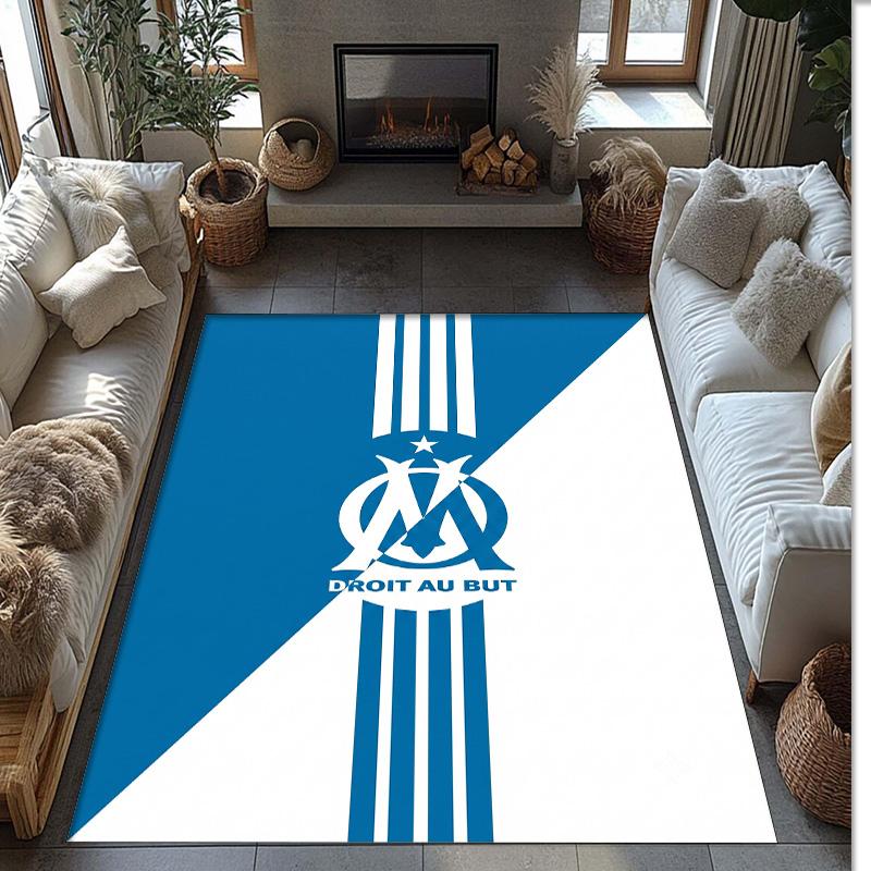 Olympique Lyonnais FC Soccer Football Pattern Soft Area Rug Non Slip Indoor Floor Carpet Sports Decor Mat for Bedroom
