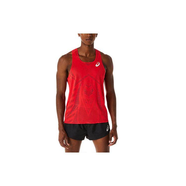 Asics Actibreeze Jacquard Singlet Mesh Breathable Quick-Dry Men Tops Red 2091A614-602
