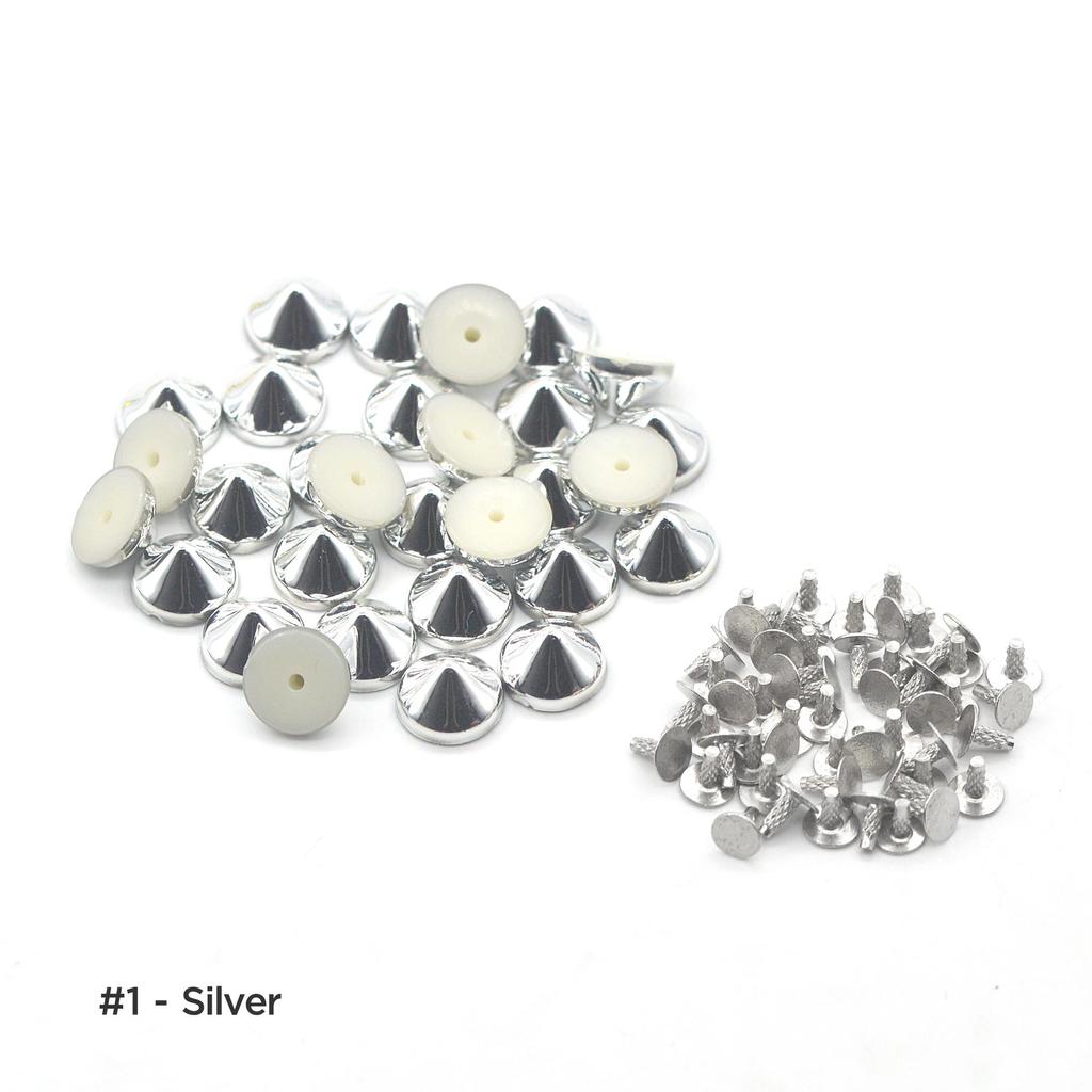 ABS Conical Studs Punk Rivets for Shoes Garment Decoration 6.5x5.2mm, 8x6.2mm 10x6mm