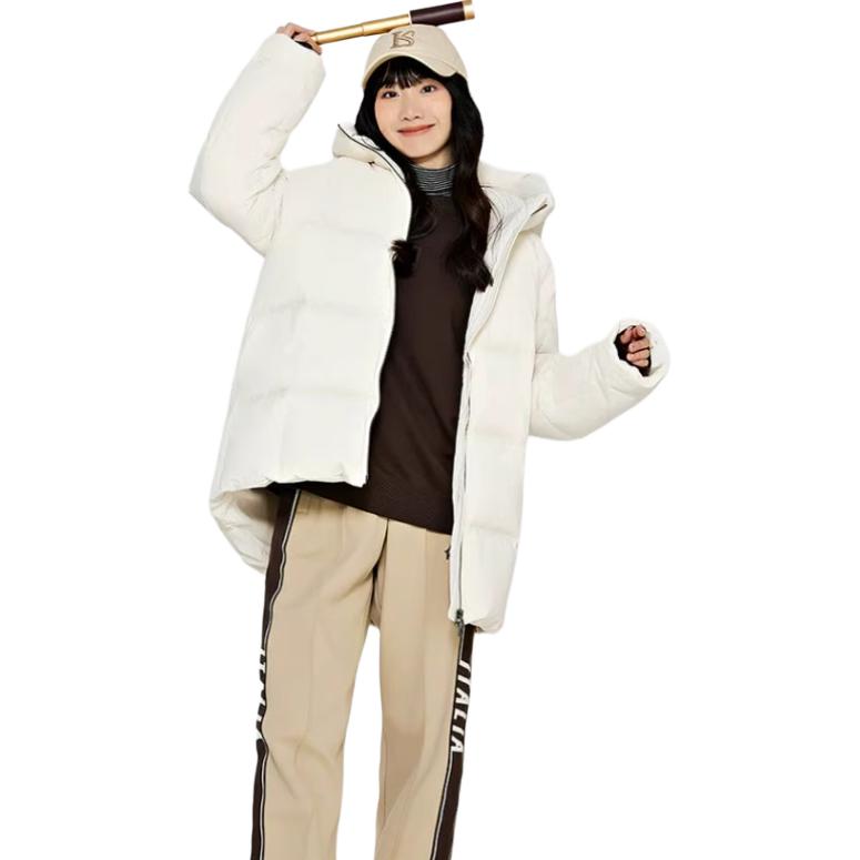 Kappa Hooded Warm Casual Long Sleeve Down Jacket Women Outerwear Birch-White K0D82YY75-0114