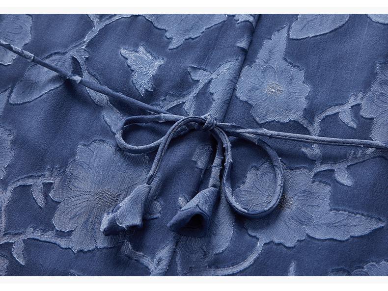 Ink Wash 100% Mulberry Silk Georgette Dress – Cutout Flutter Sleeve, Cinched Waist, New Chinese Style (Summer '26)