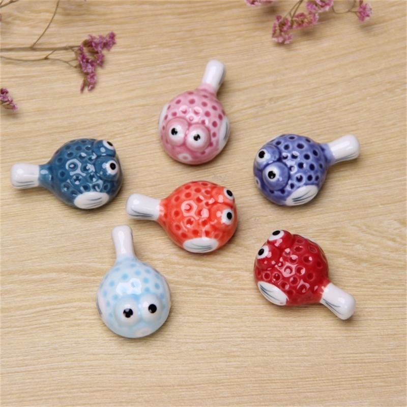 6 Pieces Cute Pufferfish Shaped Ceramic Chopstick Rests Spoon Fork Holder Ceramic Chopstick Holders for Kitchen Utensil