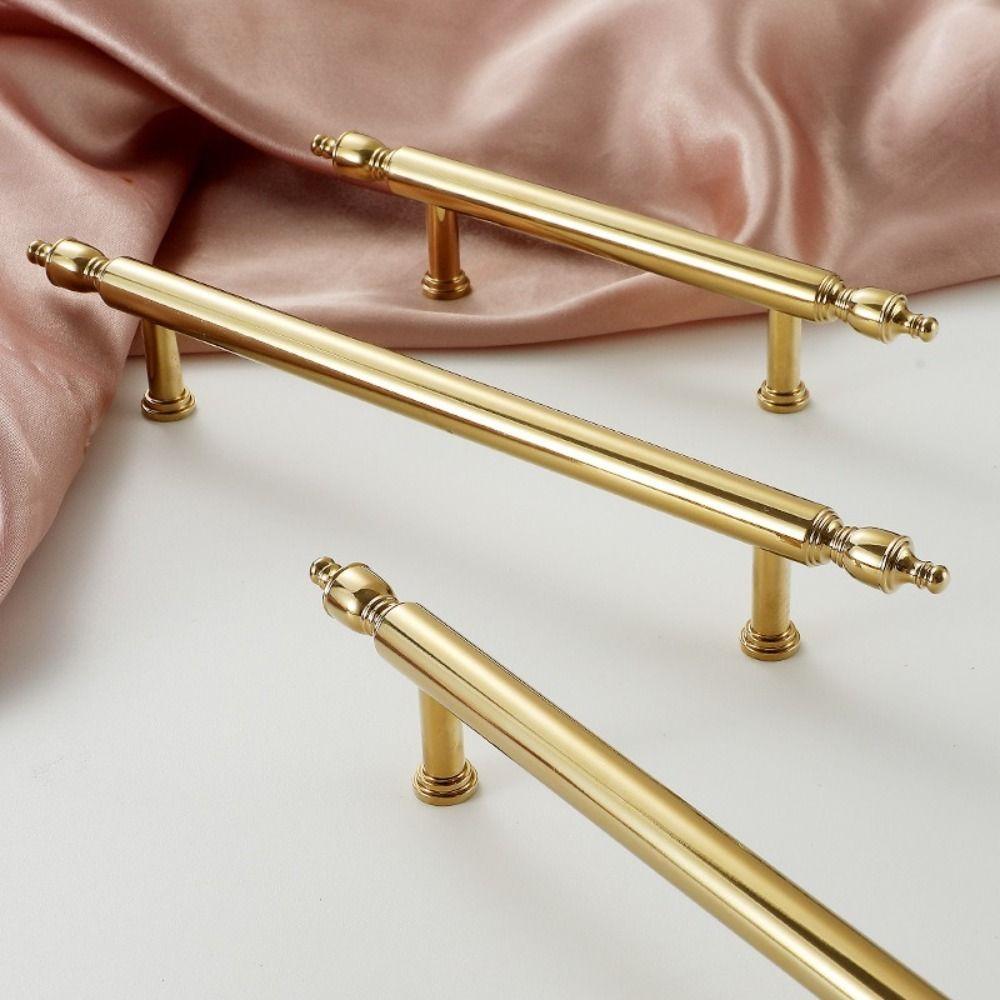 PVD Gold Brass Cabinet Handle Beautiful Cabinet Door Handle French Style Long Handle  Shoe Cabinet