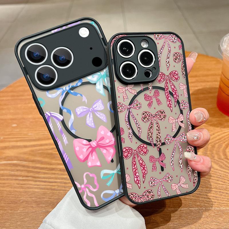 Colorful Bowknots Pattern Case For iPhone 17 Pro Max Magnetic For Magsafe Matte Cover For iPhone 16 Pro Max 15 14 13 16E Air