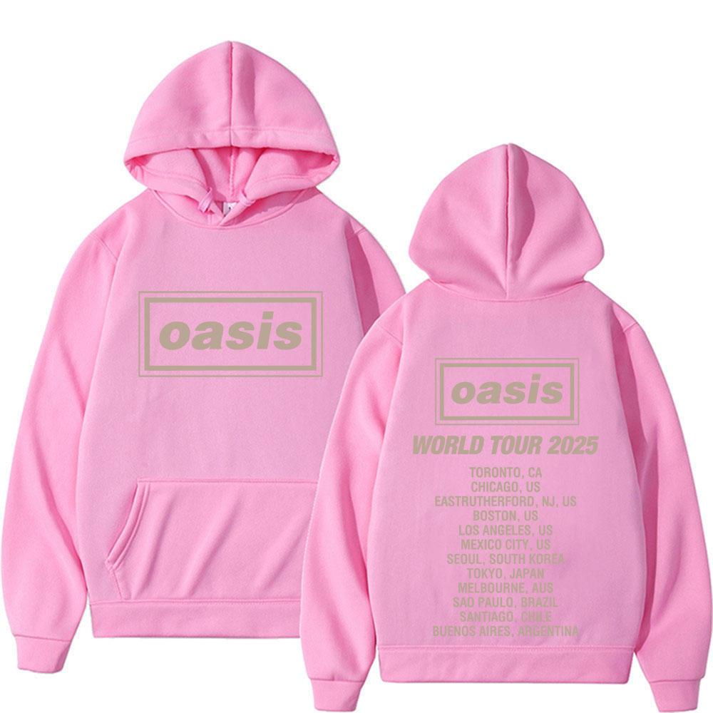 Rock Band O-Oasis World Tour 2025 Double Sided Graphics Hoodies Men's 90s Vintage Hip Hop Pop Music Hoodie Oversized Sweatshirts