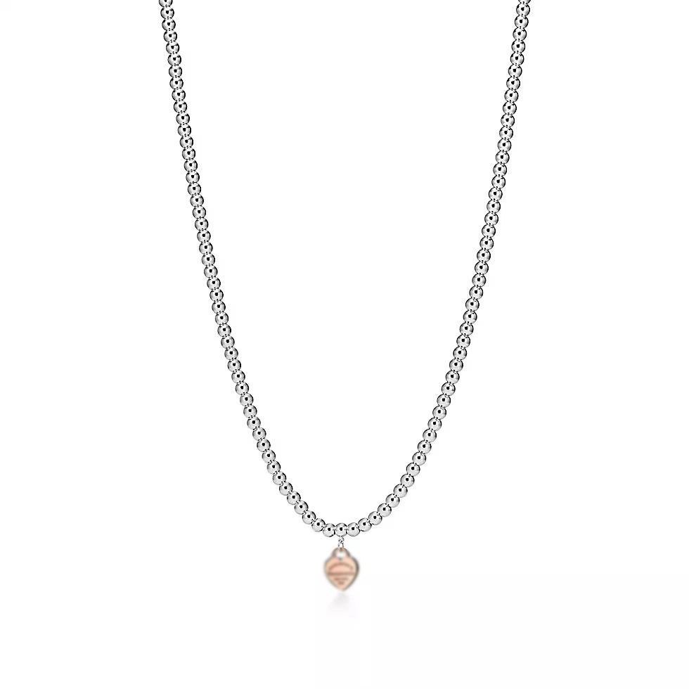 Heart-Shaped Enamel Cross Chain Necklace with Peach Heart Beads for Women - Fashionable Classic Style