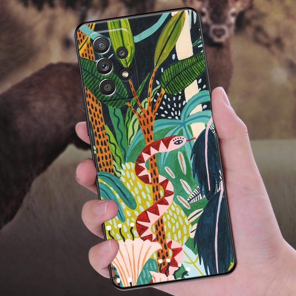 Jungle illustration Snake Cats Sloth Phone Case For Samsung Galaxy A57 A56 A37 A55 A36 A26 A54 A52 A35 A34 A25 A17 A16 A07 Cover