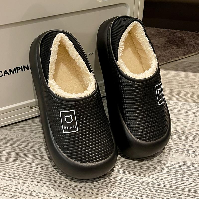 Módní Litfun Pantofle s plyšovou podšívkou pro ženy Platforma Pohodlné Vnitřní Bavlněné Nazouváky Vodotěsné Domácí Nazouváky Huňaté Protiskluzové Dámské Pantofle