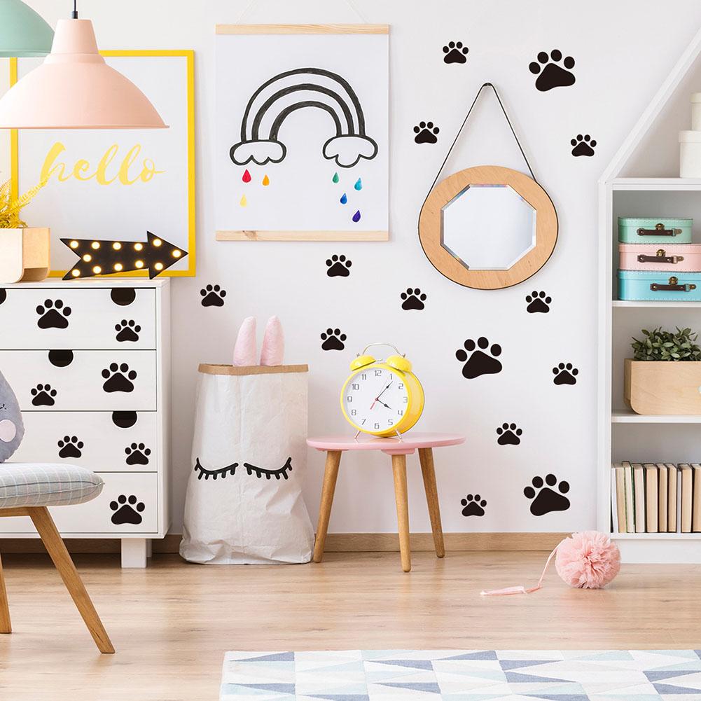 44pcs Dog and Cat Paw Print Wall Stickers for Home and Pet Spaces Vinyl Decals for Walls Furniture and Other Surfaces