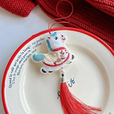 Creative Embroidery Horse Pendant Cute Mascot Dolls Plush Horse Doll Keychain Fluffy Kawaii Cartoon Steed Doll Birthday Gift