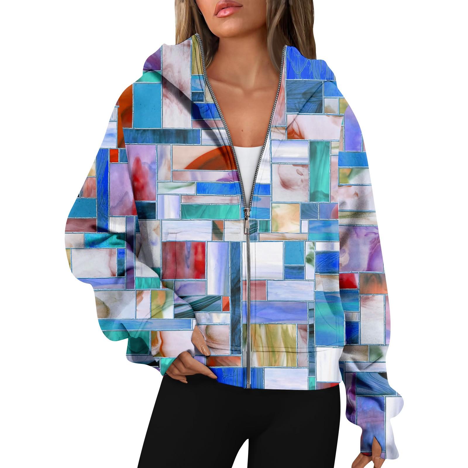 

Женские толстовки с длинным рукавом, повседневные толстовки на молнии, толстовки с отверстиями для большого пальца, пальто, куртки с карманами S синий