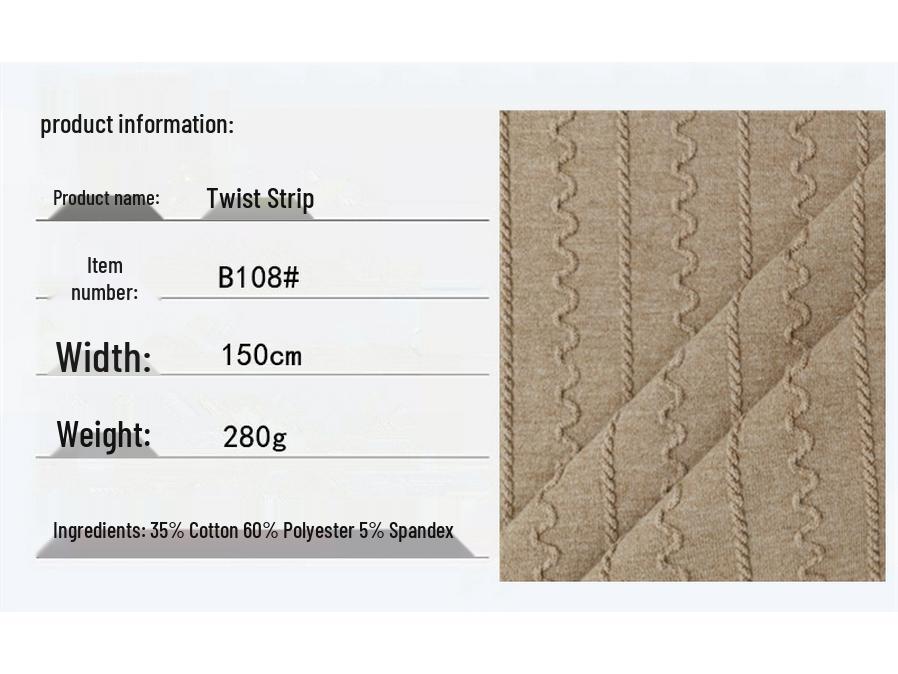 Knitted Stretch Wave Stripe Cable Knit Jacquard Fabric Casual Top Set