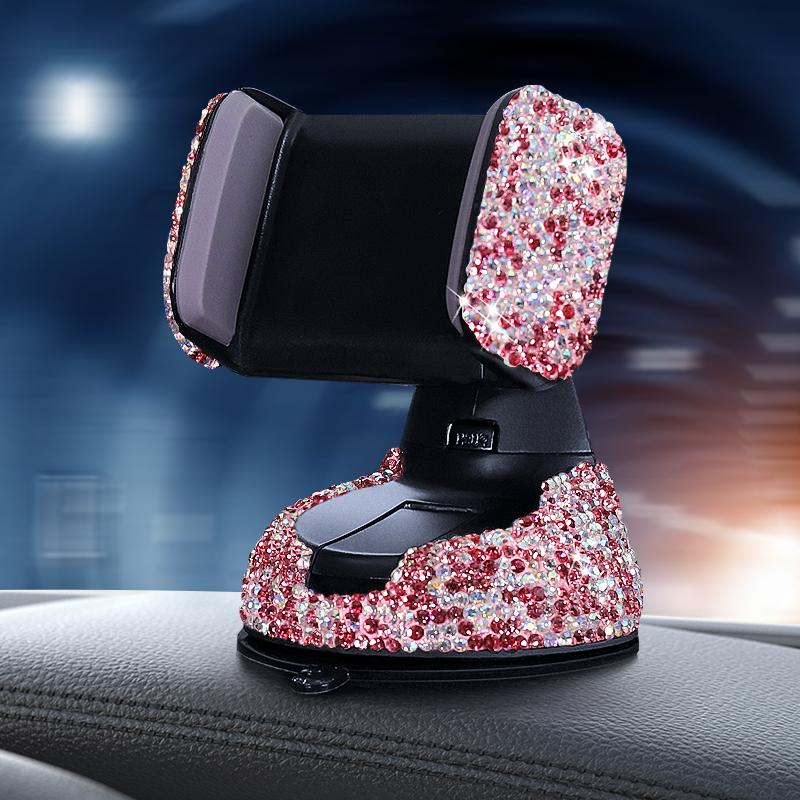 New Bling Universal Cell Phone Holder for Car Air Vent Mount Stand GPS Holder for IPhone Samsung Pink Car Accessories for Woman