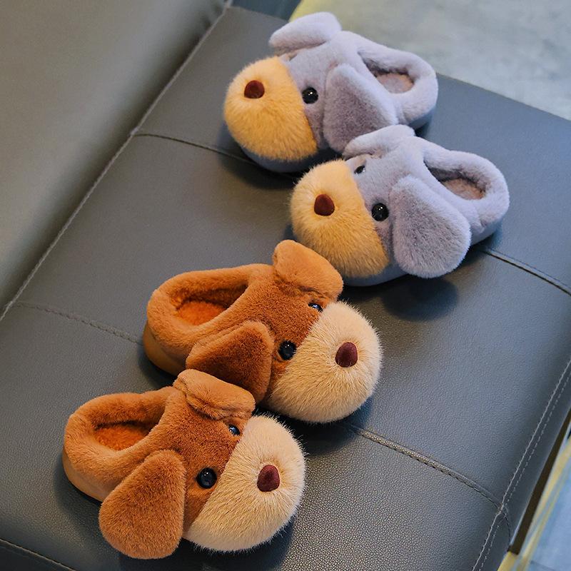 Children's Slippers - Boys' and Girls' Shoes with Fleece Lining and Thick Soles - Baby Cotton Shoes