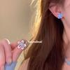 Blue gradual change small flower drop glaze earrings women's summer sweet girl heart earrings dopamine niche exquisite earrings