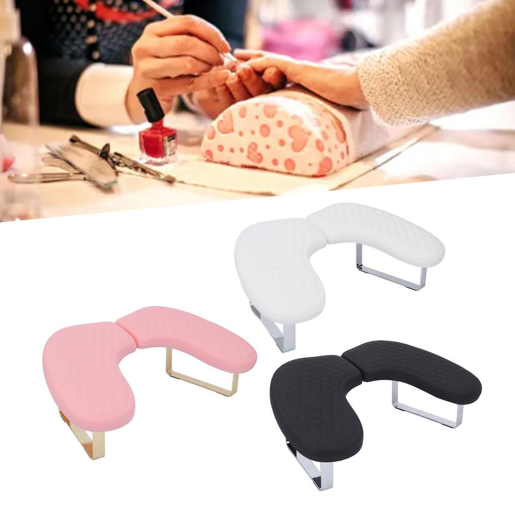 Podpórka pod ramię do paznokci dla stylistki paznokci Odłączana w kształcie U Miękka PU Składana podpórka pod dłoń do manicure do salonu domu