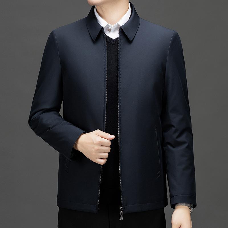 Fashionable Business Casual Lapel Cotton Jacket Men's Winter New Korean Style Pure Color Warm Cotton Jacket