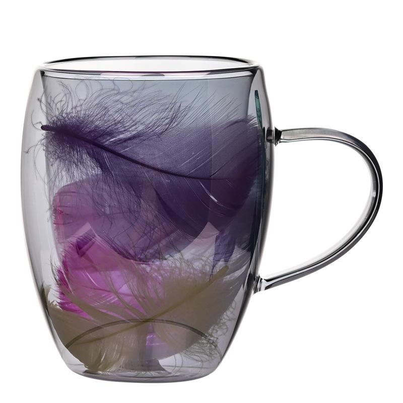 Dried Flower High Borosilicate Double Wall Glass Mug Heat Resistant Coffee Cup