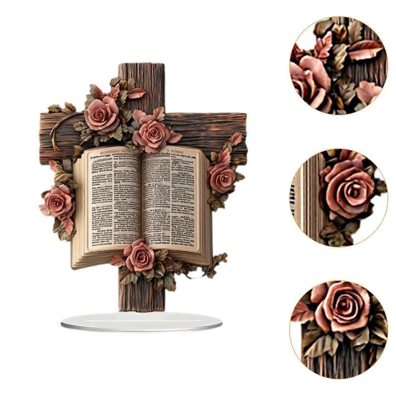 2D Cross Ornament Supplies Flat Acrylic Sign for Living Room Indoor Birthday