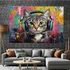 Hip Hop Cat 2D Backdrop, Colorful Graffiti & Music Photo Background