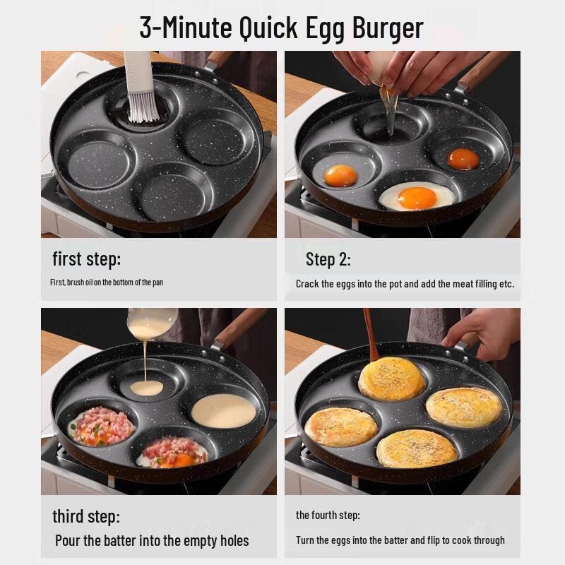 Minai Non-Stick Multi-Hole Frying Pan for Eggs & Burgers