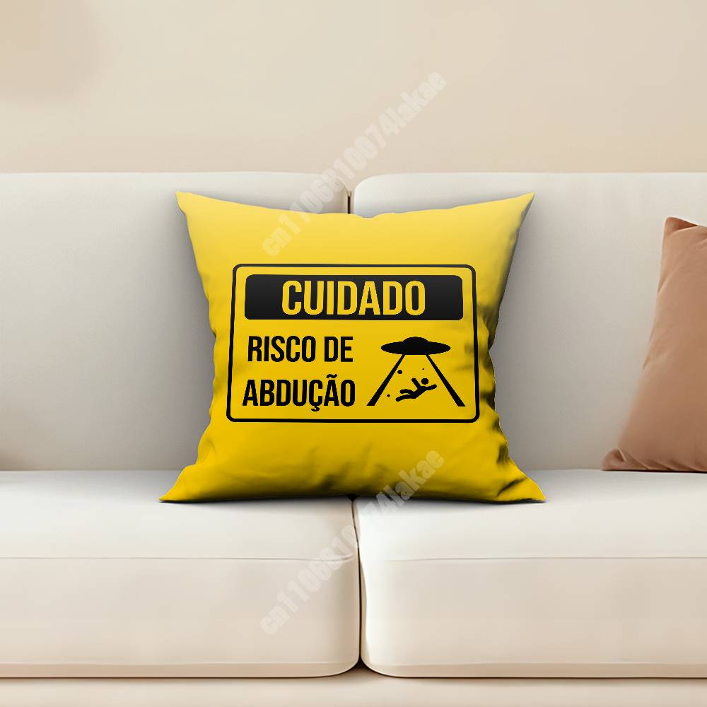 Alien Caution Sign Area  UFO Sofa Couch Pillow Cover Cushion Case Home Bedroom Decoration