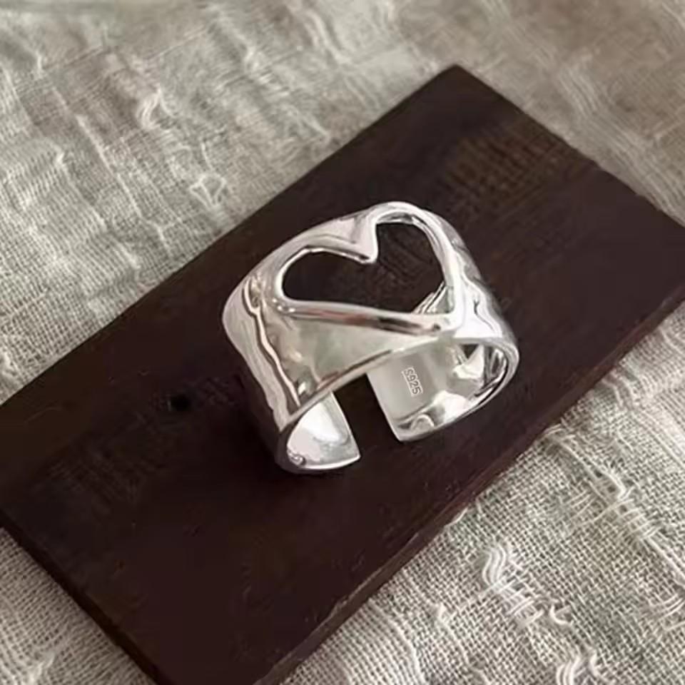 Sterling Silver Trend Arched Wide Ring For Female Geometry Punk Design Jewelry Asymmetric Gift Dropshipping
