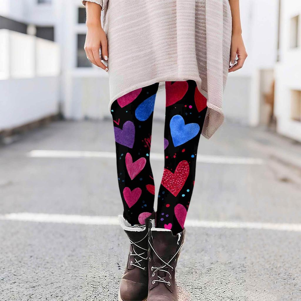 Women's Casual Fashion Print Pants High-Waisted Straight-Leg Skinny Leggings