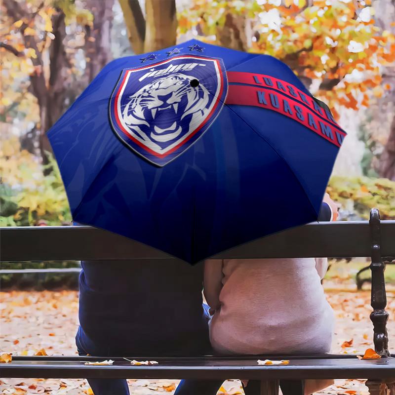 Johor Darul Ta'zim FC  Pattern, Automatic Folding Umbrella, Portable and Foldable Design, 8 Ribs, a Christmas or Birthday Gift.