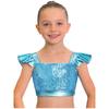 Dětské dívčí topy na jazzový tanec Čtvercový výstřih Volánkové rukávy Třpytivý flitrovaný metalický crop top