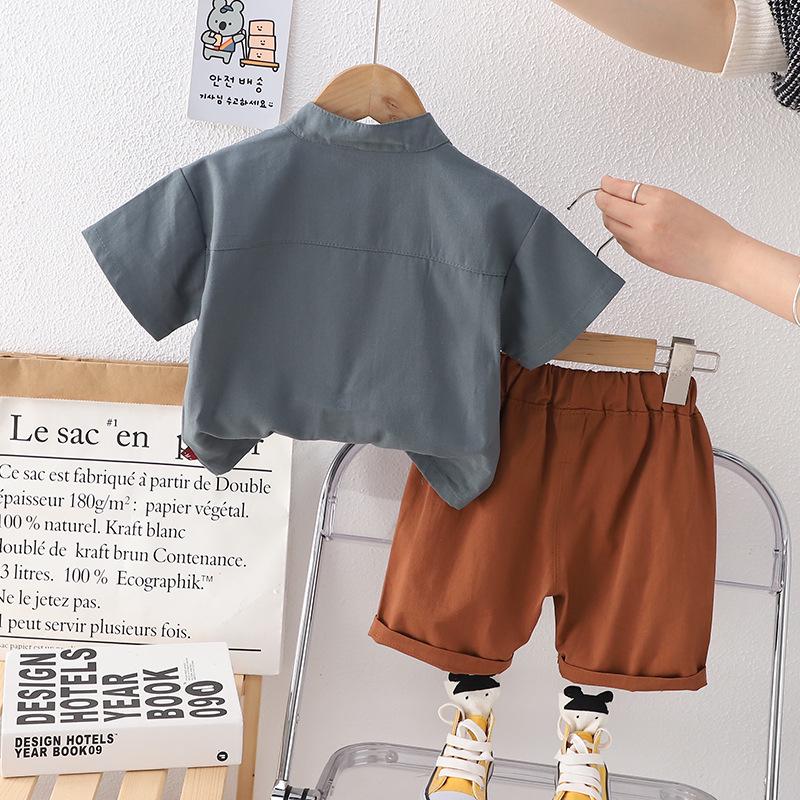 Toddler Boys' Japanese-Style Summer Two-Piece Set - Short-Sleeved Shirt and Shorts