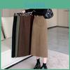 Corduroy Half Skirt For Women With High Waist And Slit For Casual Office Wear