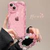Bow flower bracelet for Apple 16 transparent mobile phone case iphone15promax all-inclusive silicone 17 women