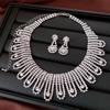 Silver Needle Cubic Zirconia Teardrop Pendant Necklace & Earrings Set - French Court Style, Light Luxury Jewelry for Versatile Elegance