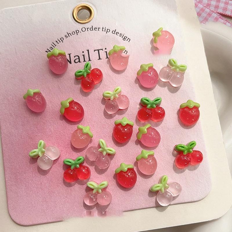 10 ks Pryskyřičné Mini Třešně Jahody Nail Art Ploché Zadní Kamínky Figurky Scrapbook DIY Šperky Dekor Řemesla