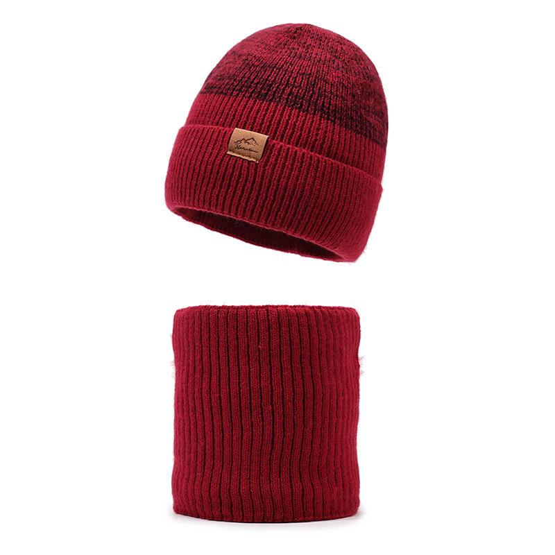 Winter Outdoor Skiing Cold-Proof Hat Scarf Set Velvet Warm Knitted Hat Riding Ear Protection Wool Hat