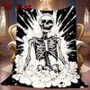 Black and White Exploding Skull 2D Flat Pattern Flannel Blanket High quality All Seasons Warmth and Comfort Perfect for Christmas Gifts.MMT0918272