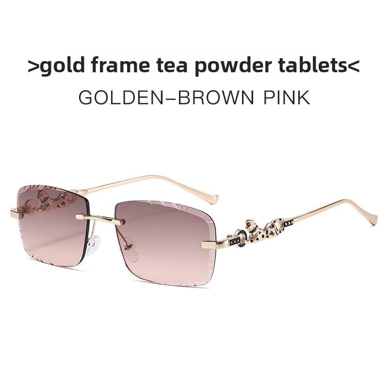 Metal Frameless Square Sunglasses With Lenses For Fashionable Outdoors