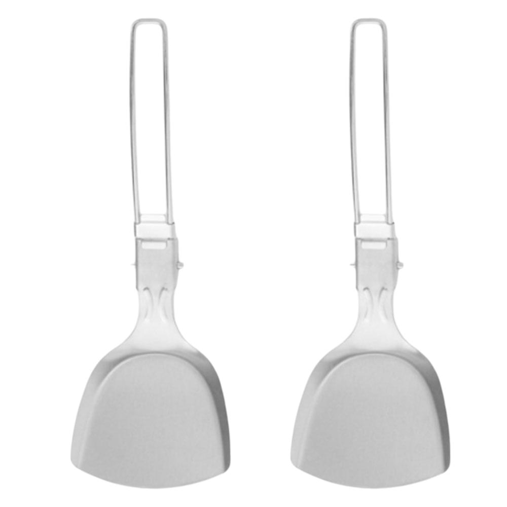 2 Pcs Durable Stainless Steel Folding Spatula Mini Lightweight Food Turner Portable Spatula Barbecue
