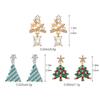 Star Merry Christmas Earrings Rhinestone Christmas Tree Earrings Xmas Dangle Earrings  Christmas