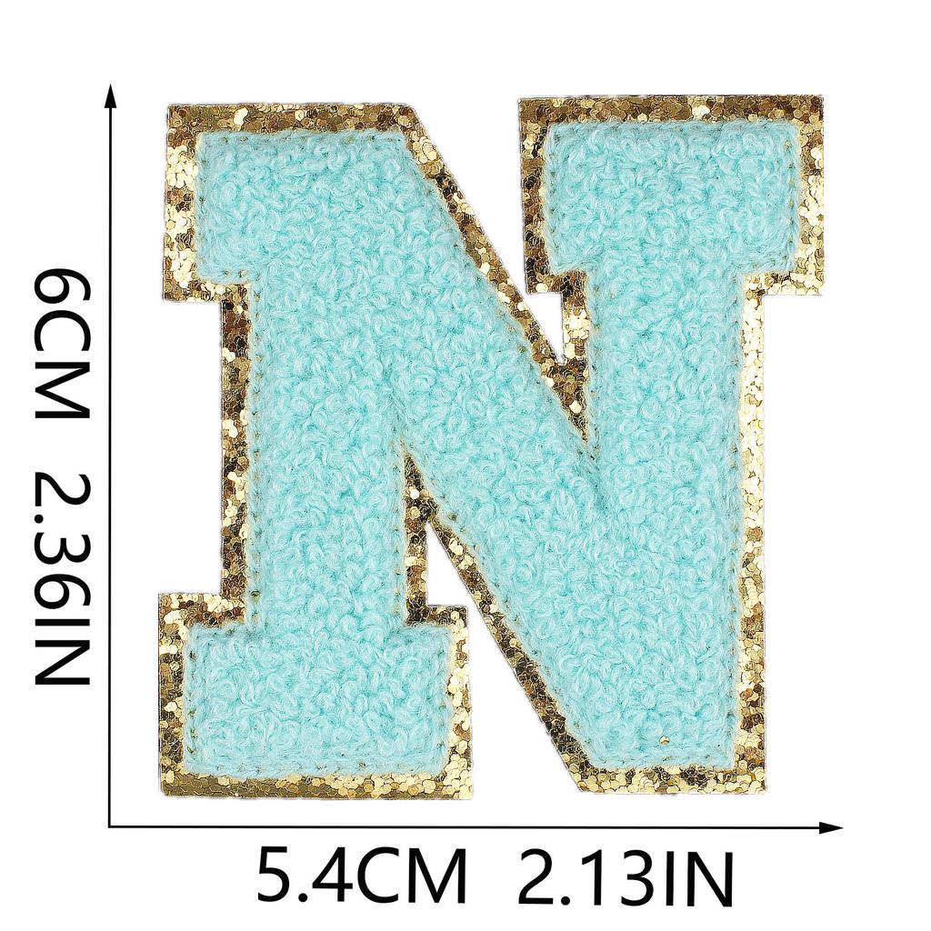 6Cm Towel Embroidery Lake Blue English Letter Embroidery Cloth Sticker Bag Decoration Patch Sticker Ironing Number Sticker