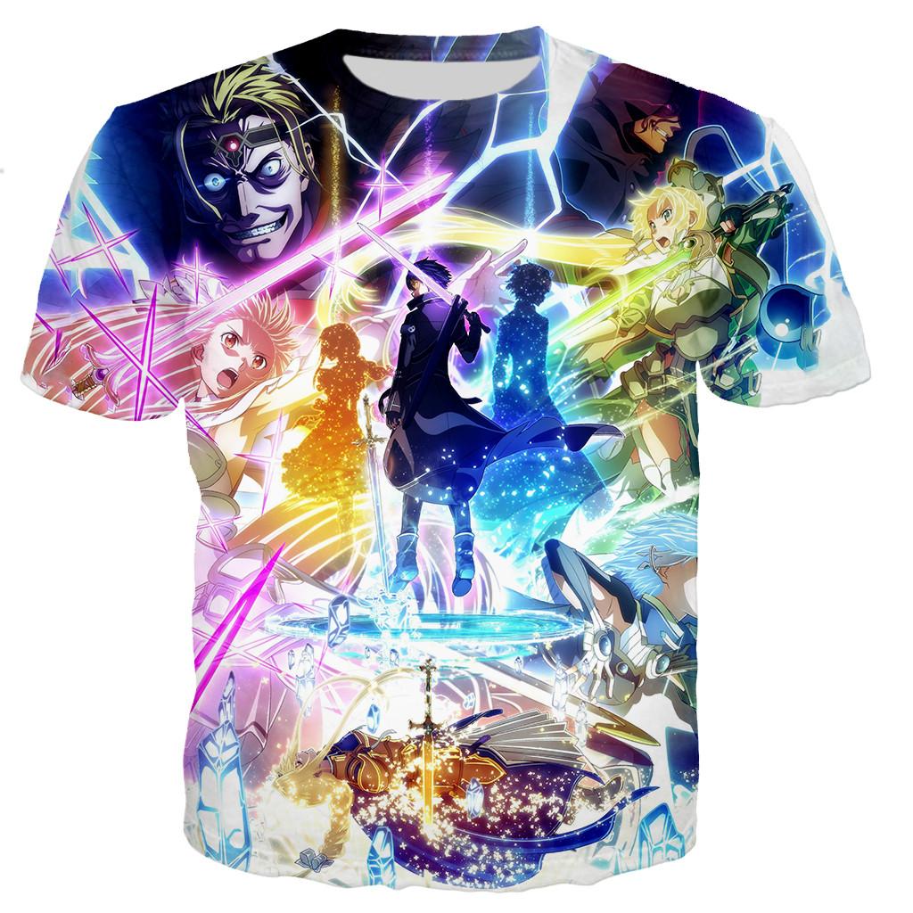 Neue Sword Art Online T-Shirts Herren/Damen 3D Sword Art Online Bedrucktes T-Shirt Lässiges T-Shirt Streetwear Oberteile Oversized