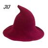 Witch Hat for Halloween Women Pointed Hat, Foldable Wide Brim Knitted Cap, Masquerade Party Prop Cosplay Autumn Winter, Themed Costume Accessory