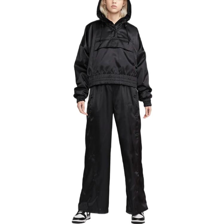 Nike Printed Letter Hooded Long-Sleeve Jacket Women Jackets Black DV8083-010