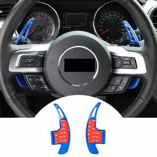 

Aluminum Steering Wheel Shift Paddle Decor Cover Trim for Ford Mustang 15+ Blue